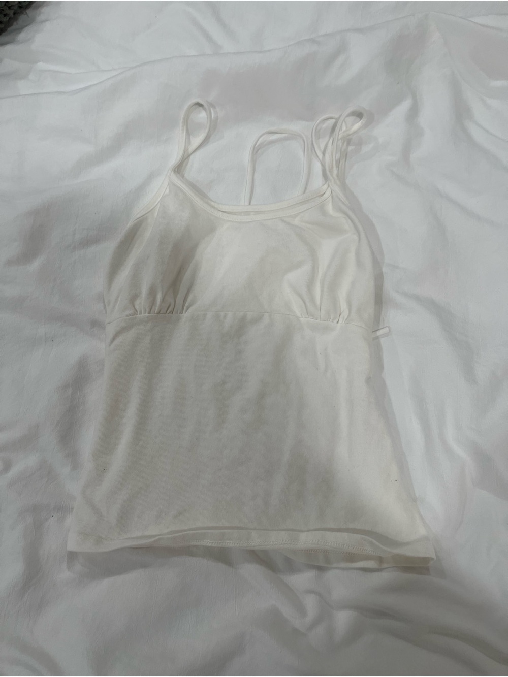 Brandy Melville White Double-Strap Crop Tank Top